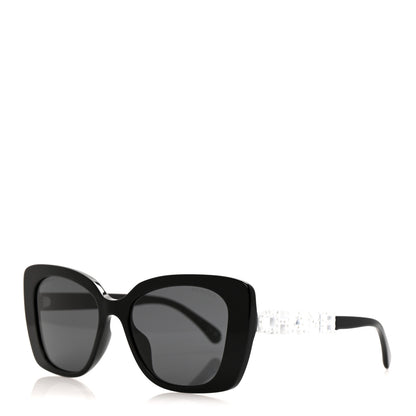 Chanel Acetate Strass Square Sunglasses 5422-B-A Black White 1 of 8