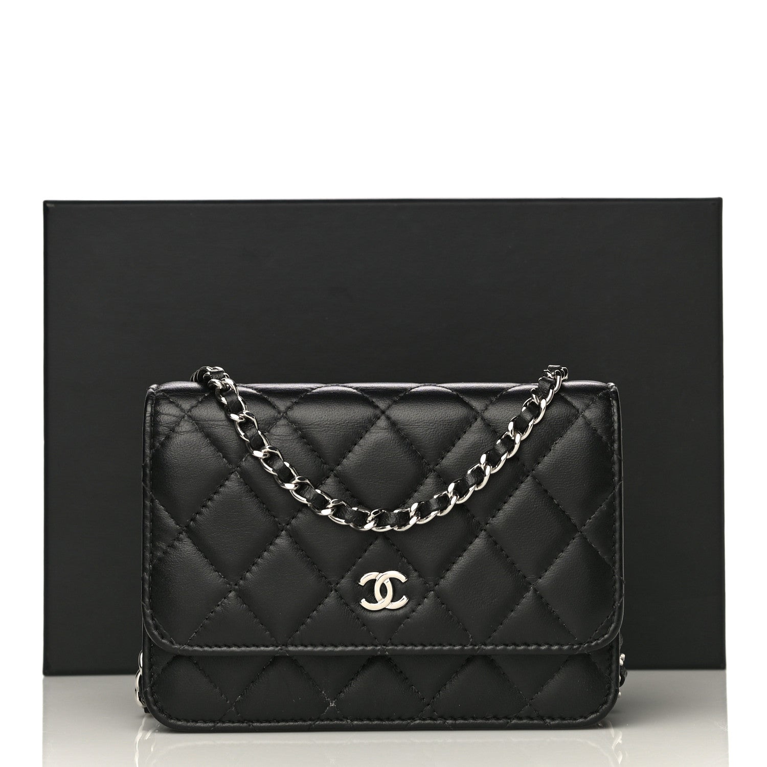 Chanel Lambskin Quilted Mini Wallet On Chain WOC Black 13 of 13
