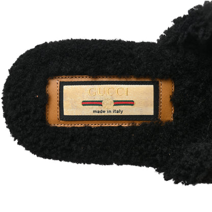 Gucci Faux Shearling Interlocking G Womens Eileen Slippers 36.5 Butterscotch Black 6 of 8