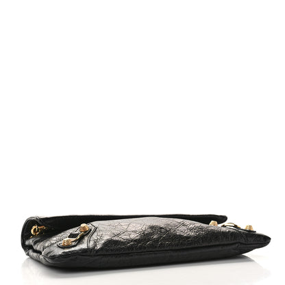 Balenciaga Agneau Giant 12 Gold Hardware Envelope Strap Clutch Black 4 of 9
