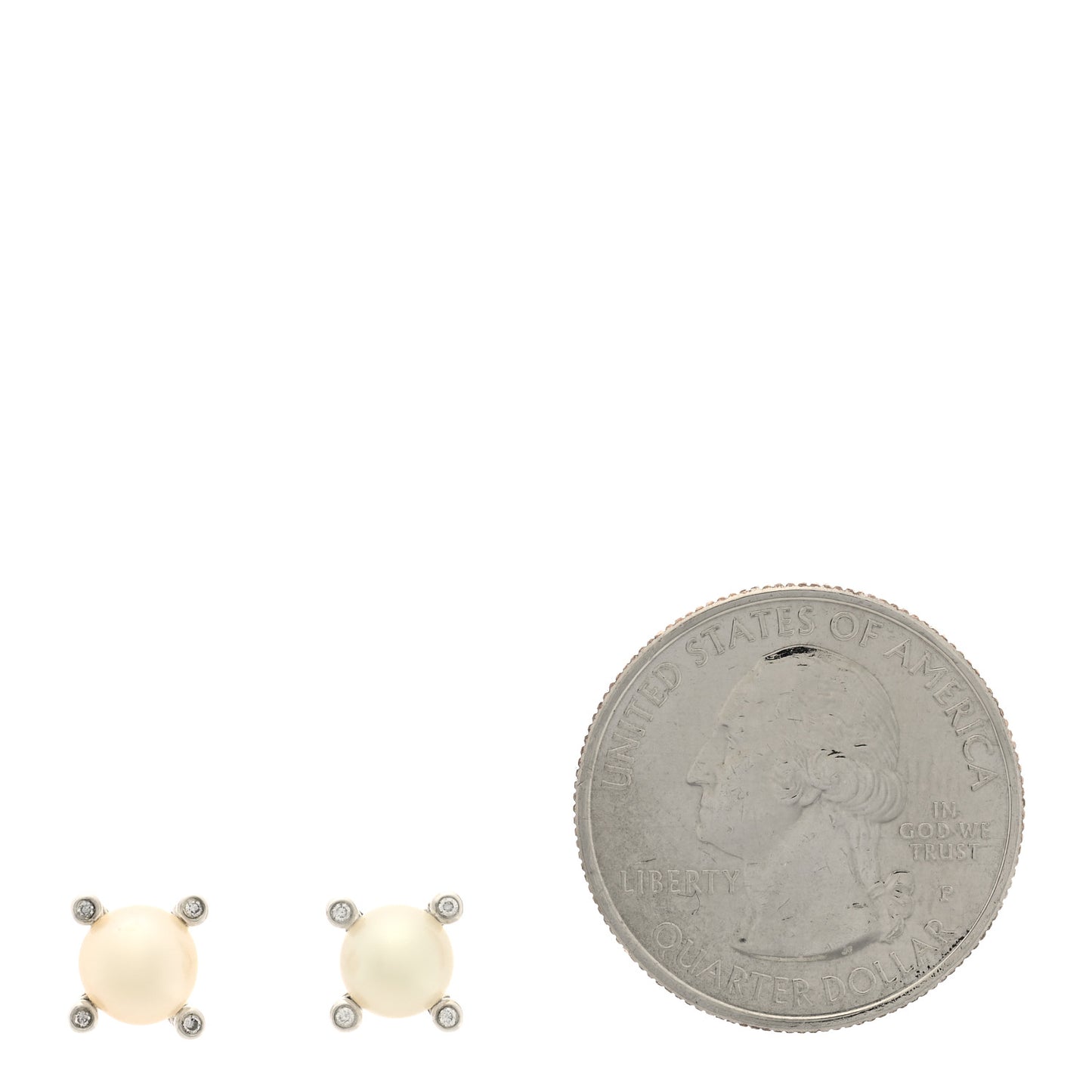 Sterling Silver Diamond Pearl 6-6.5mm Cable Stud Earrings