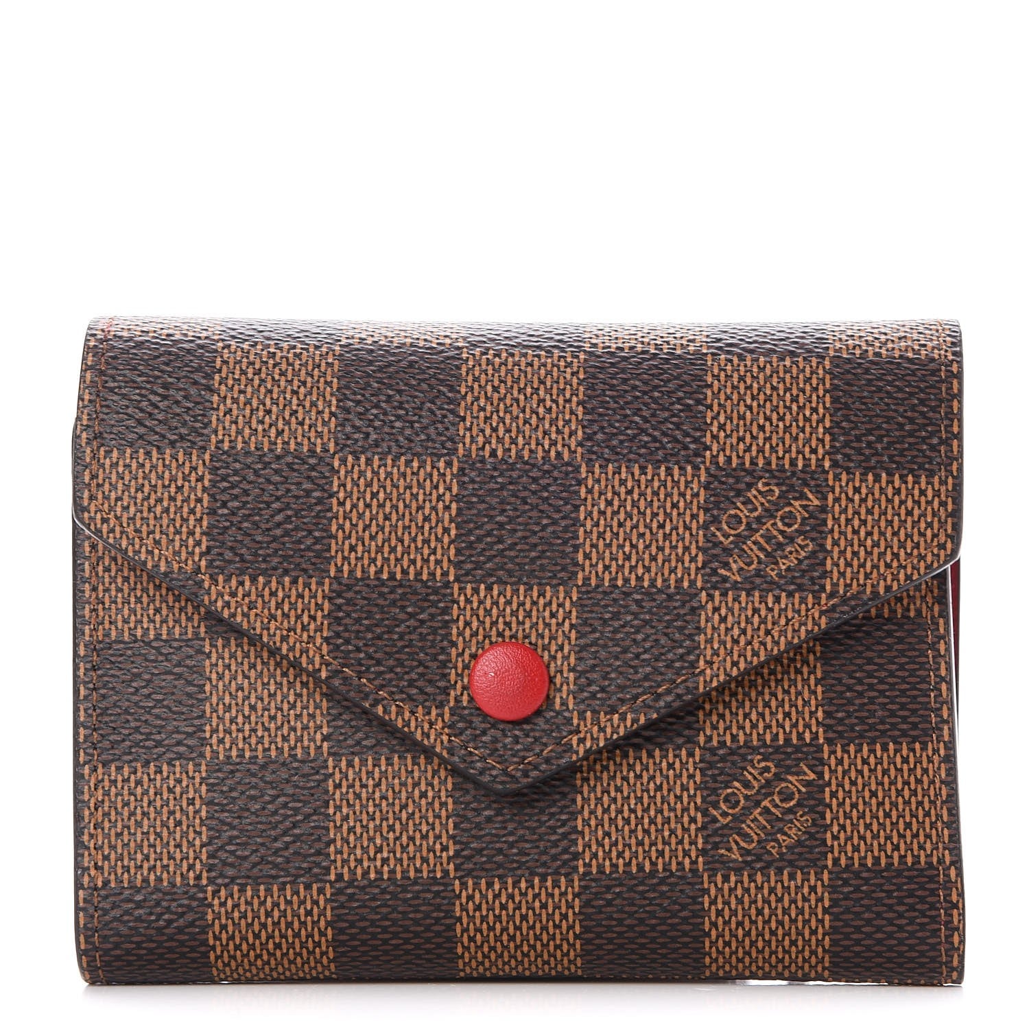 Louis Vuitton Damier Ebene Victorine Wallet Red 1 of 8