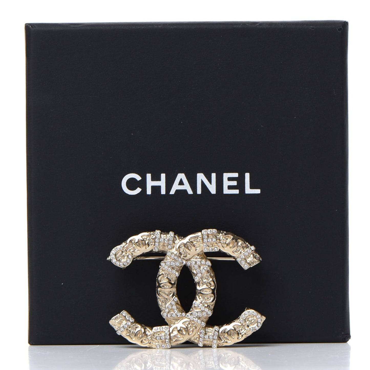 Crystal CC Logo Brooch Gold