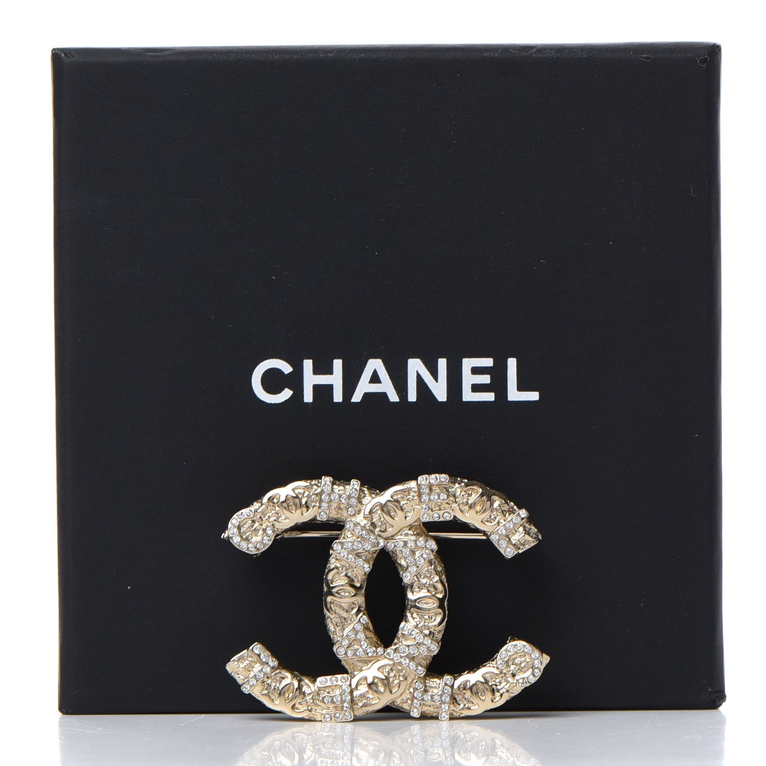 Chanel Crystal CC Logo Brooch Gold 5 of 5