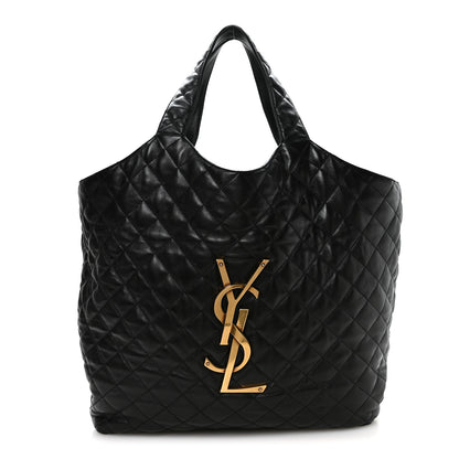 Saint Laurent Lambskin Quilted Maxi Icare Shopping Tote Black 1 of 10