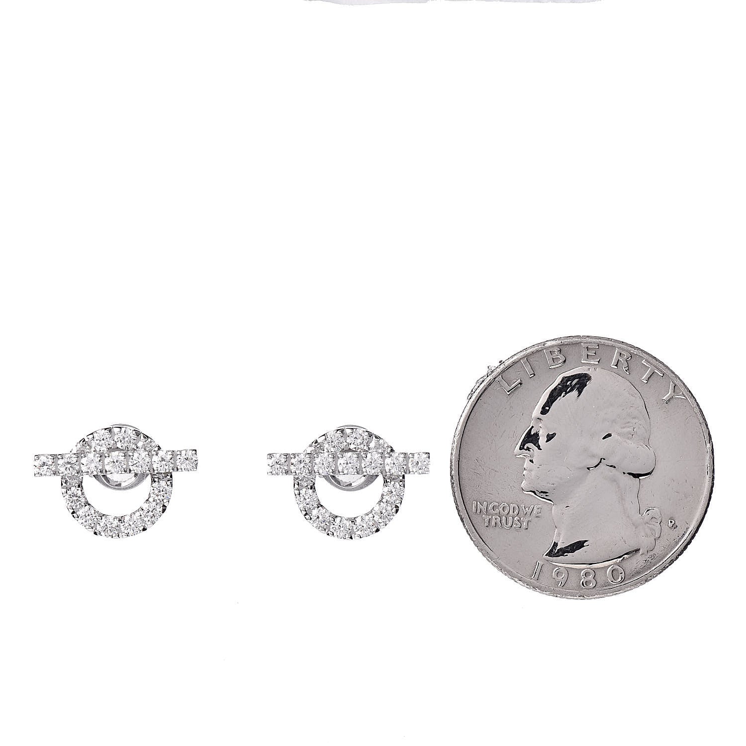 Hermes 18K White Gold Diamond Finesse Earrings 2 of 5