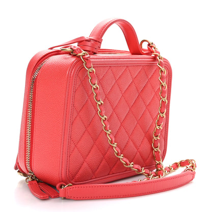 Chanel Caviar Quilted Medium CC Filigree Vanity Case Coral 3 of 9