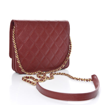 Chanel Iridescent Caviar Quilted Square Wallet On Chain WOC Burgundy 3 of 11