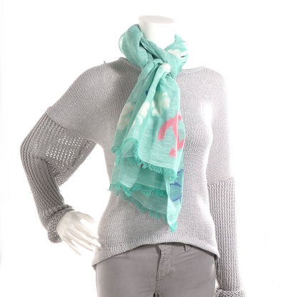 Chanel Linen Cotton Wool CC Clover Scarf Green 2 of 6
