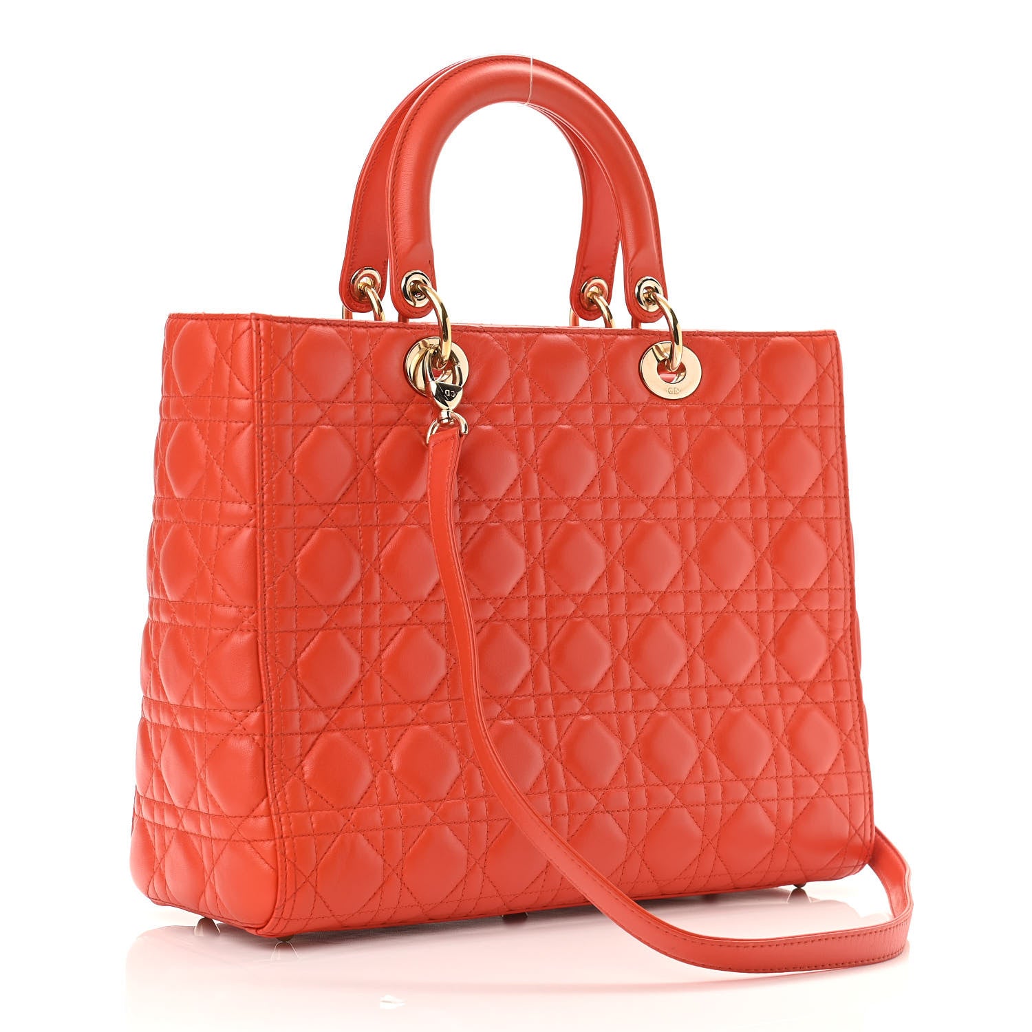 Christian Dior Lambskin Cannage Large Lady Dior Orange 3 of 11