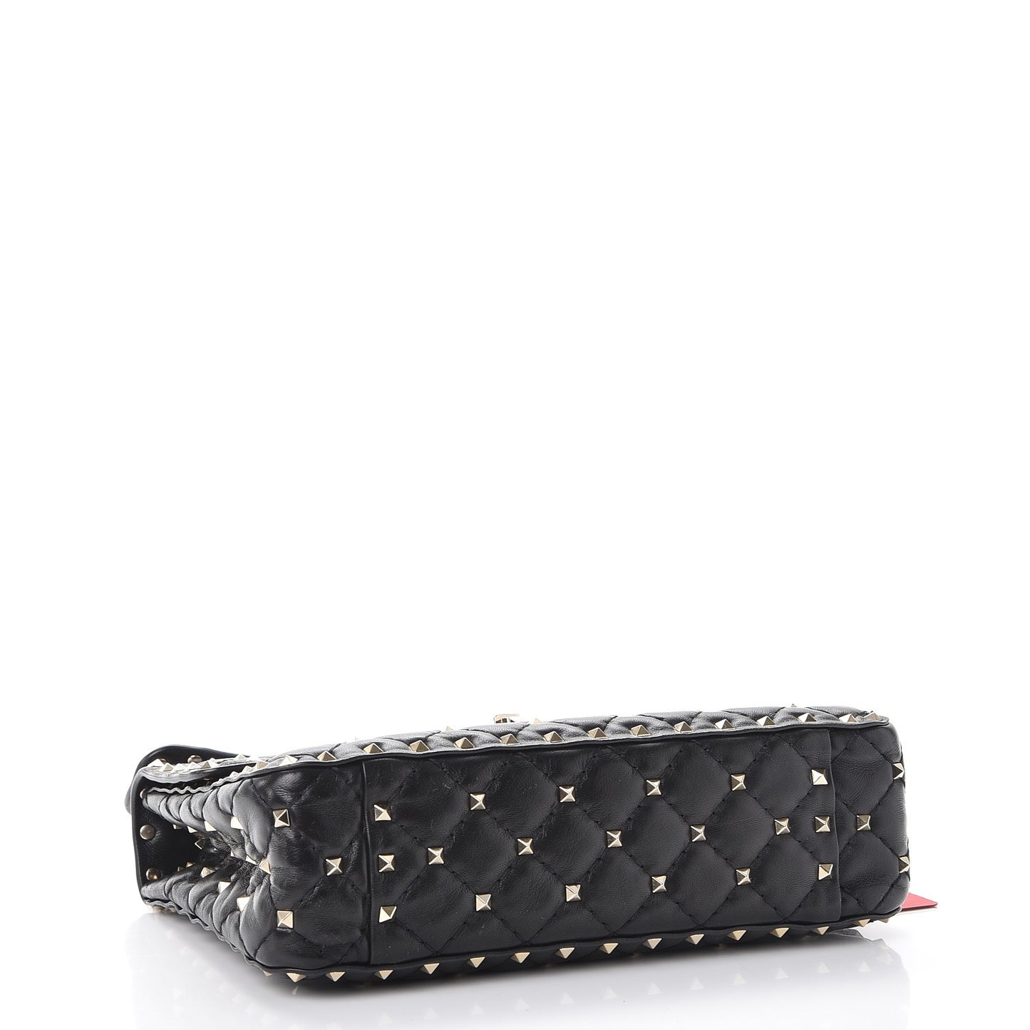 Lambskin Medium Rockstud Spike Shoulder Bag Black