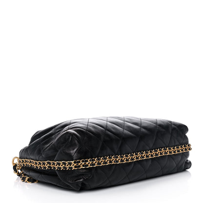 Chanel Calfskin Quilted Coco Shelter Bowling Bag Black 4 of 11