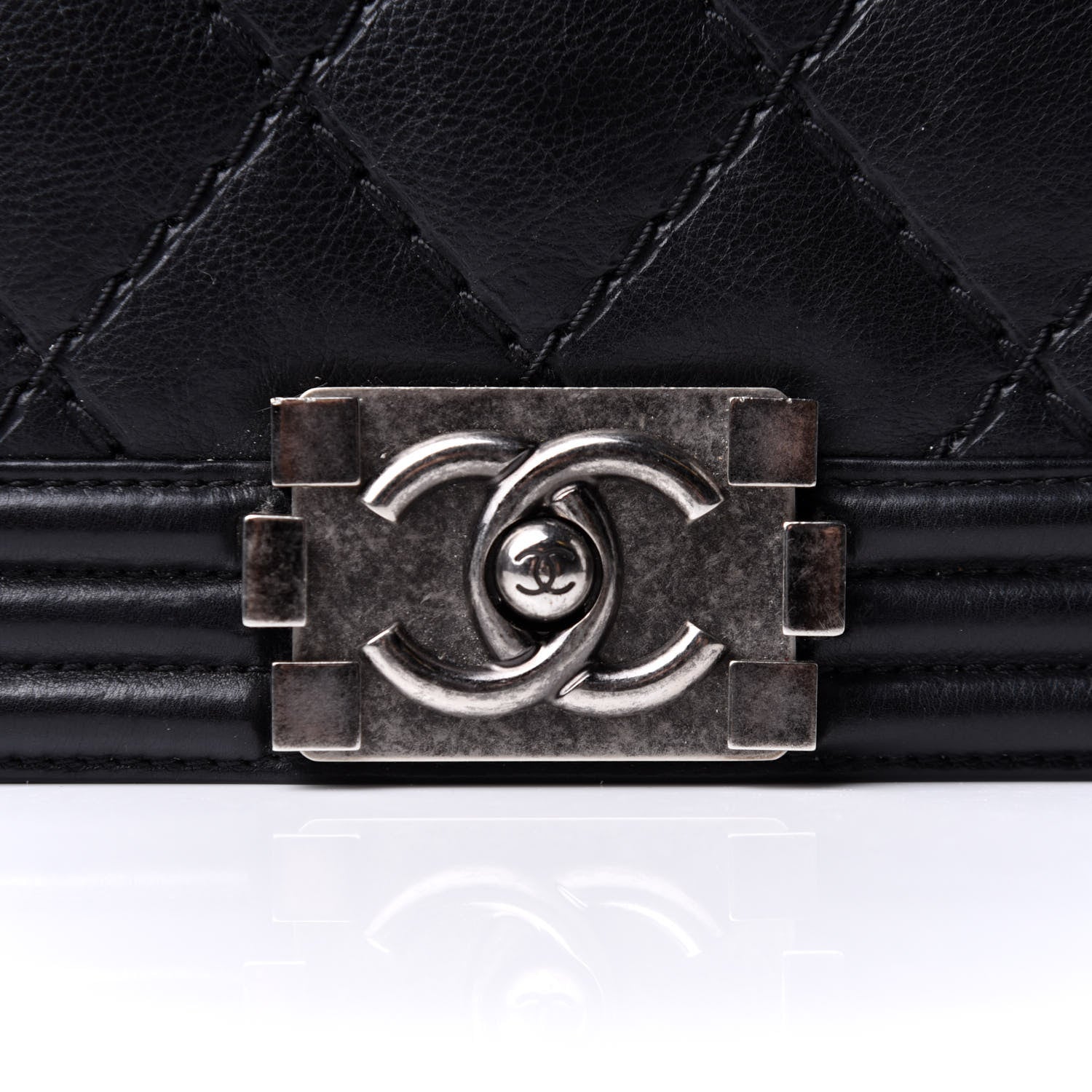 Chanel Calfskin Double Stitch Large Boy Flap Black 9 of 13