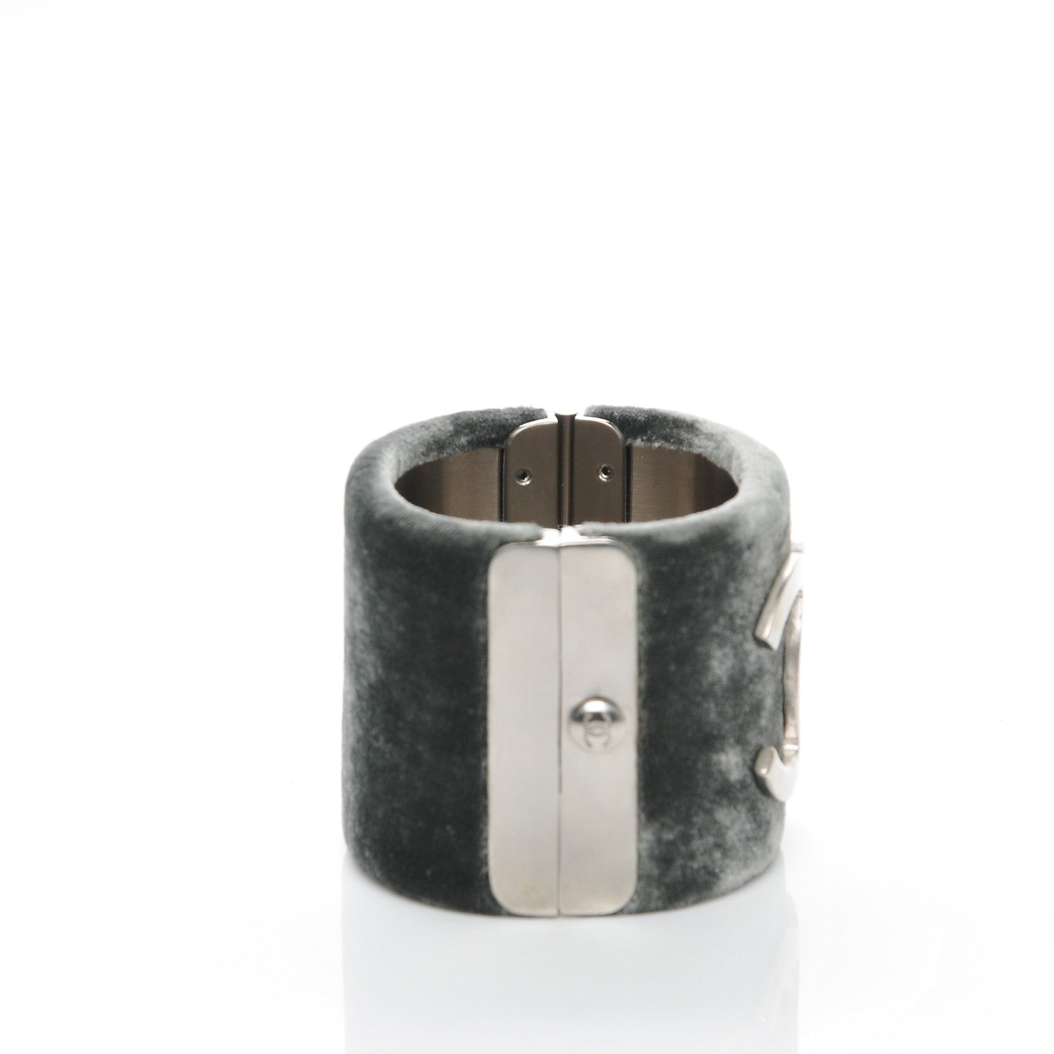 Chanel Velvet CC Cuff Silver Grey 4 of 5