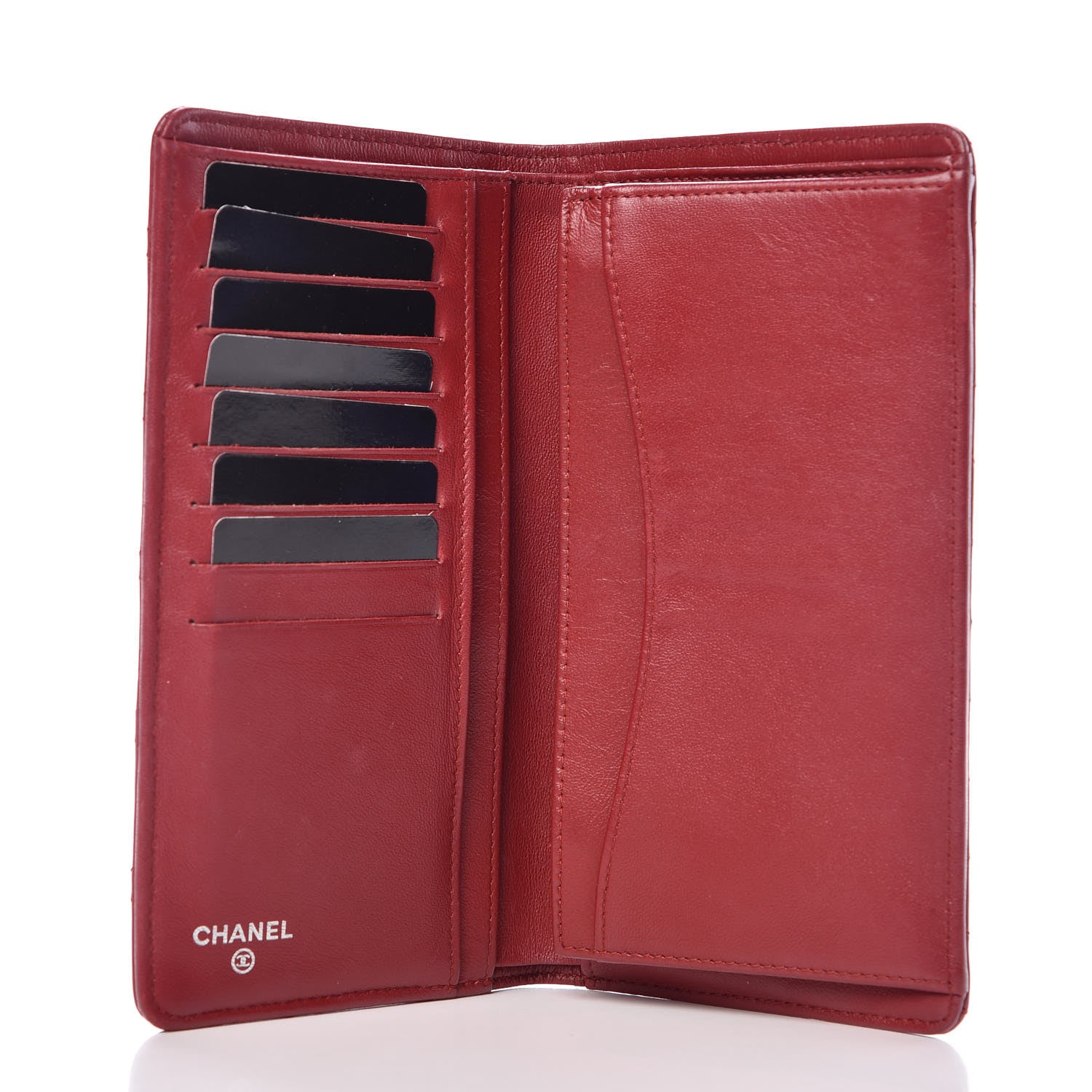 Chanel Lambskin Quilted Yen Wallet Red 4 of 15