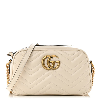 Gucci Calfskin Matelasse Small GG Marmont Chain Shoulder Bag White 1 of 10