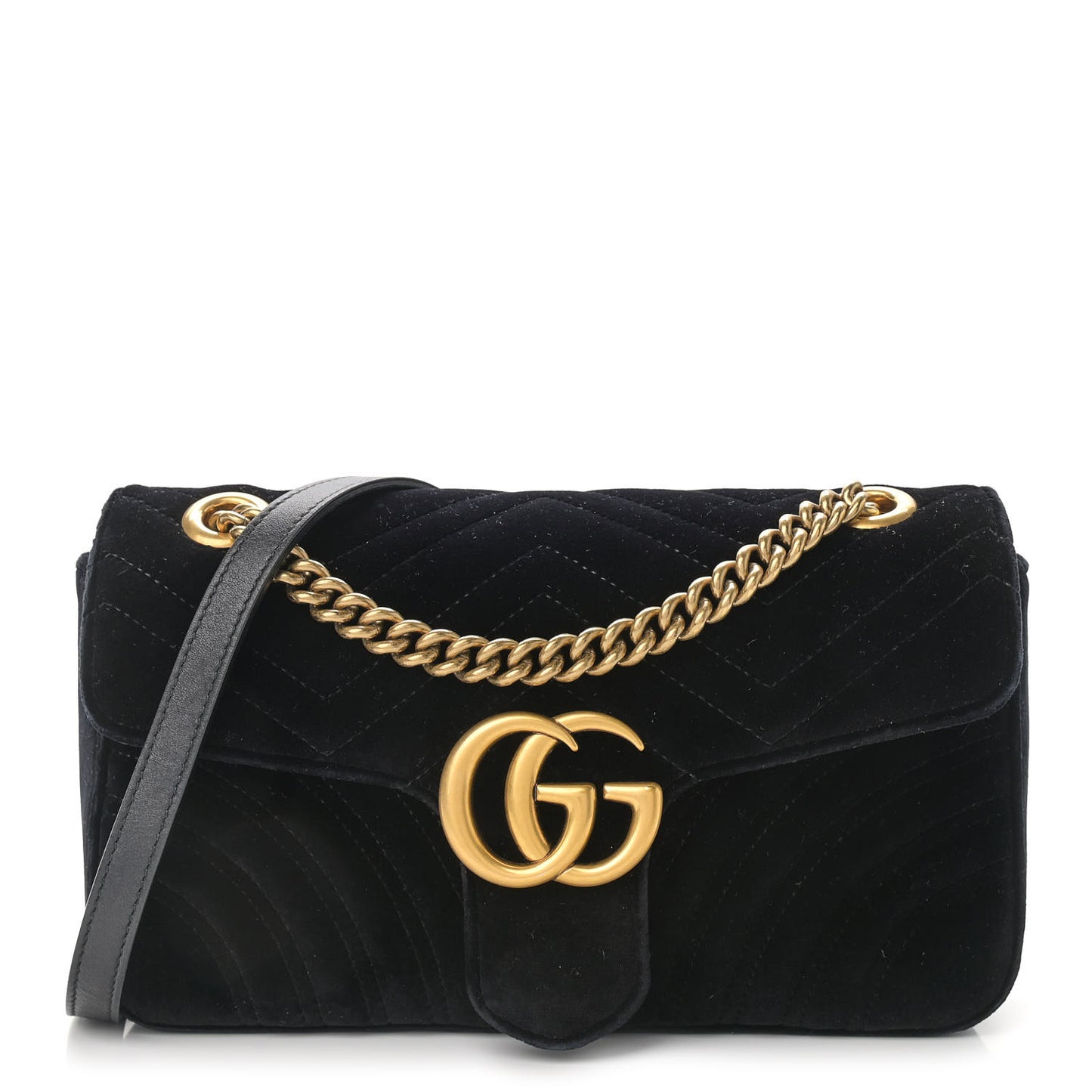 Velvet Matelasse Small GG Marmont Shoulder Bag Black