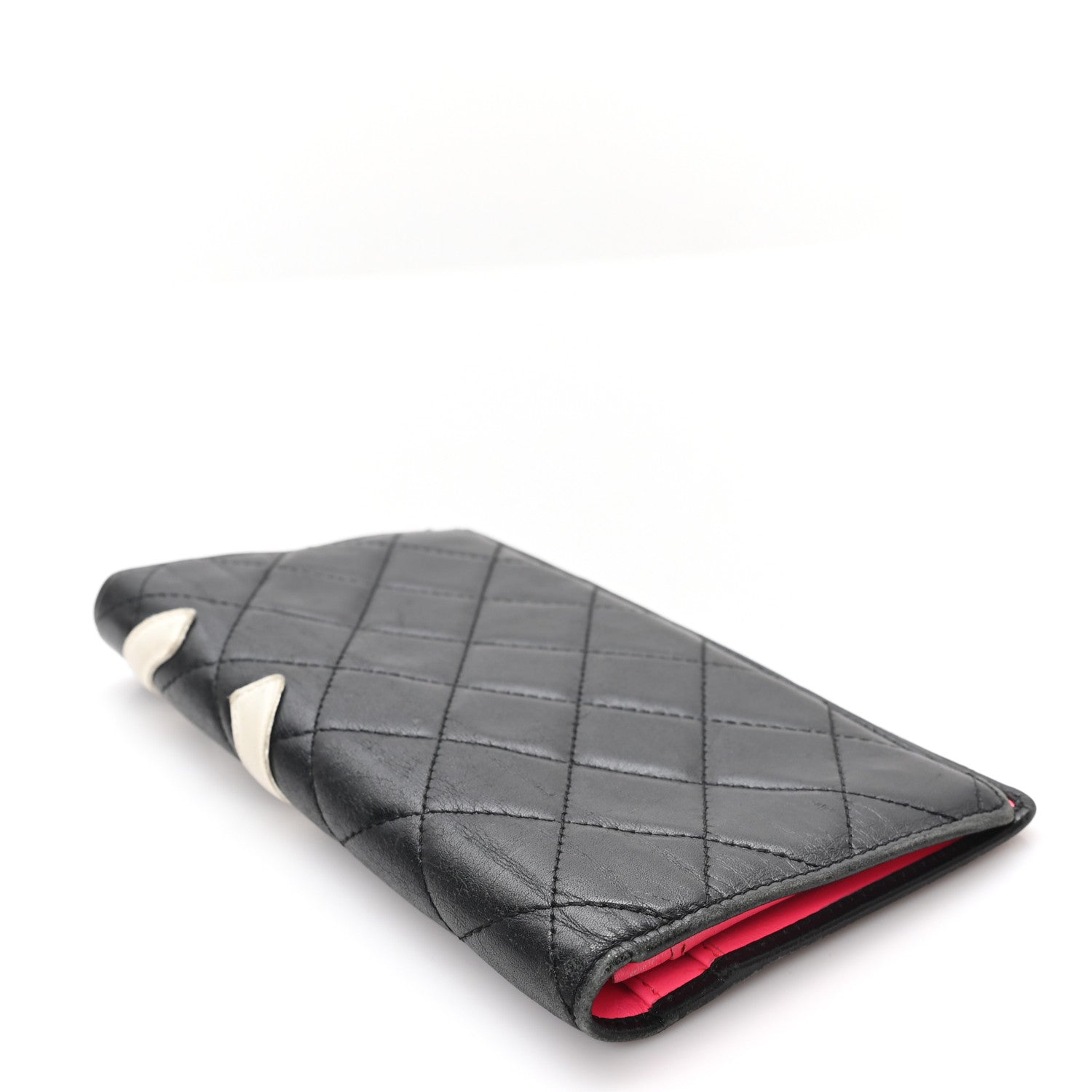 Chanel Calfskin Quilted Cambon Yen Wallet Black White 4 of 9