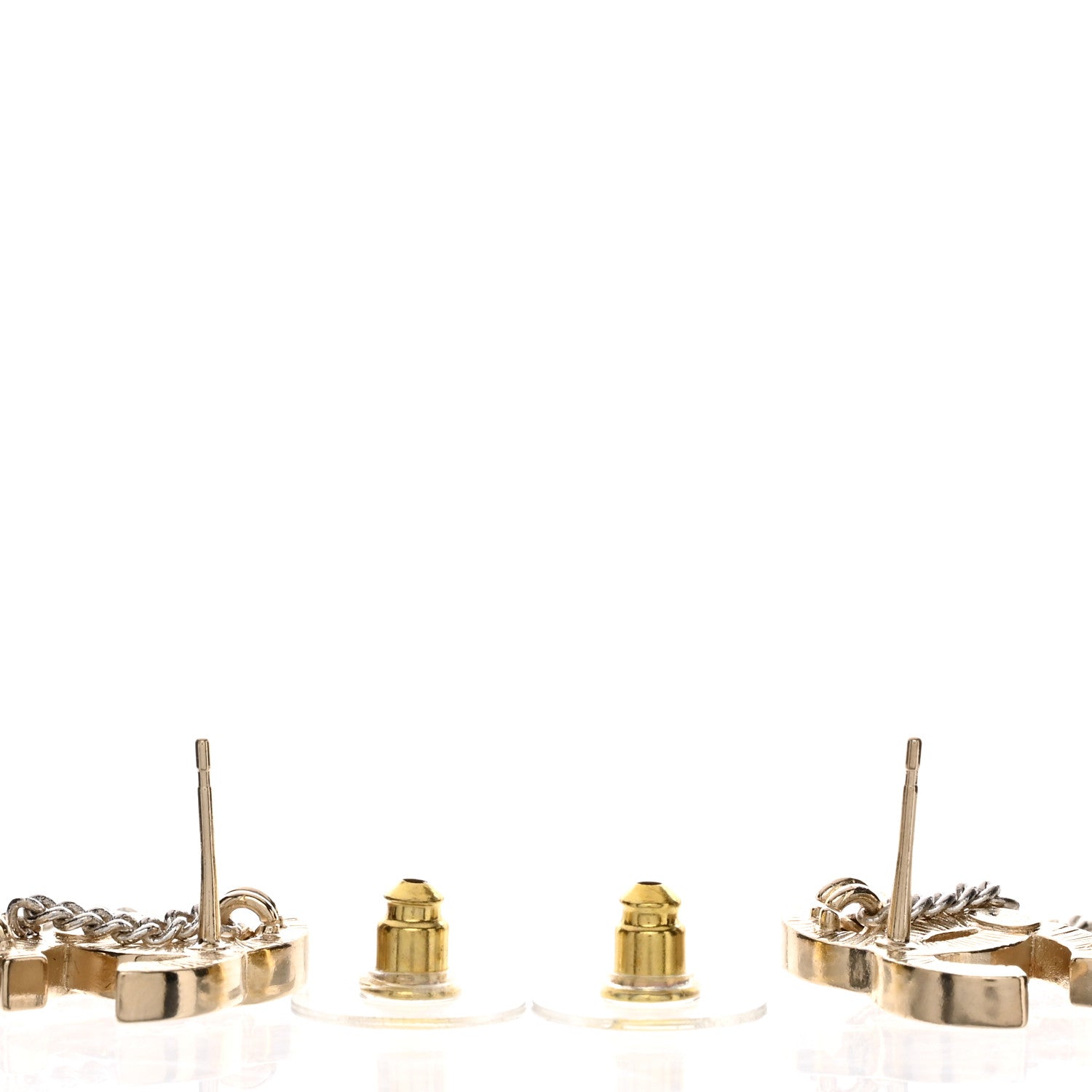Chanel Crystal Chain CC Earrings Gold 4 of 5