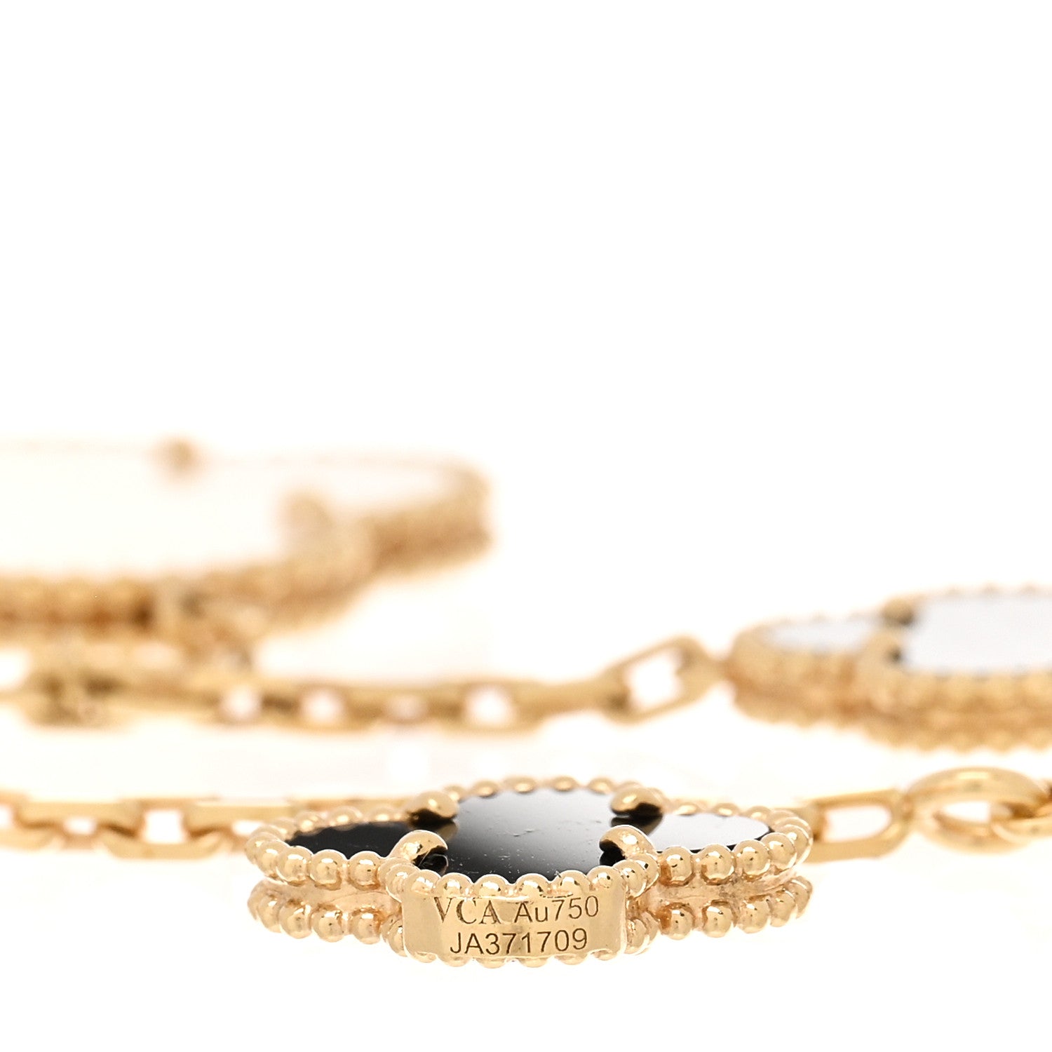 Van Cleef & Arpels 18K Yellow Gold Grey Mother of Pearl Black Onyx 5 Motifs Magic Alhambra Bracelet 3 of 4