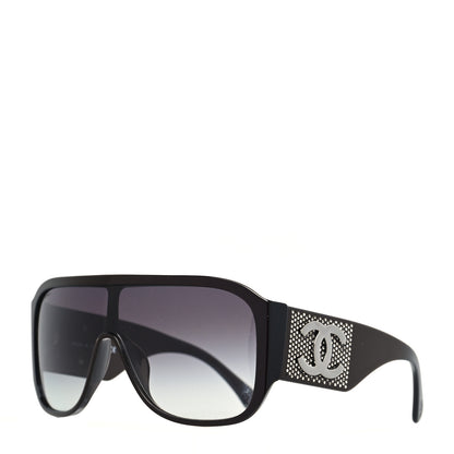 Chanel Acetate Crystal CC Shield Sunglasses 5466-B-A Dark Brown 1 of 6