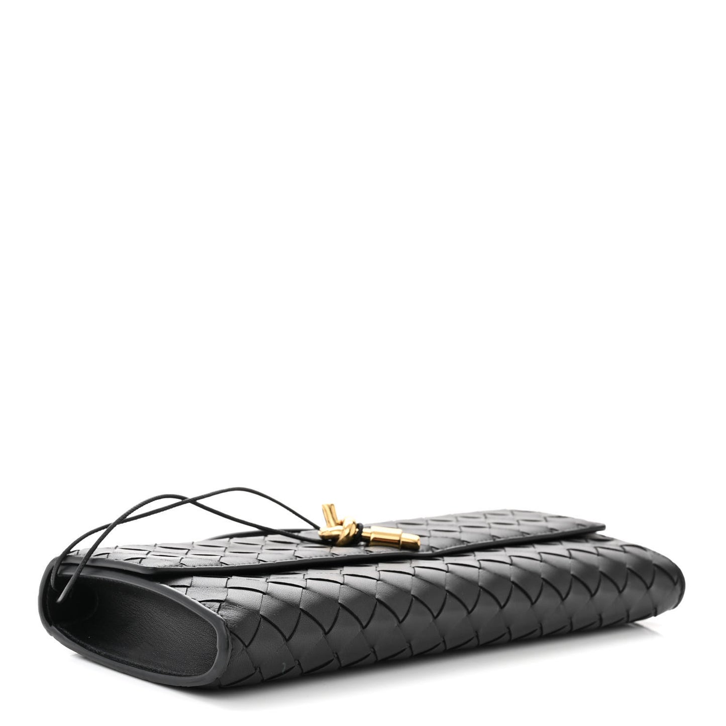 BOTTEGA VENETA Nappa Intrecciato Long Andiamo Top Handle Clutch Black