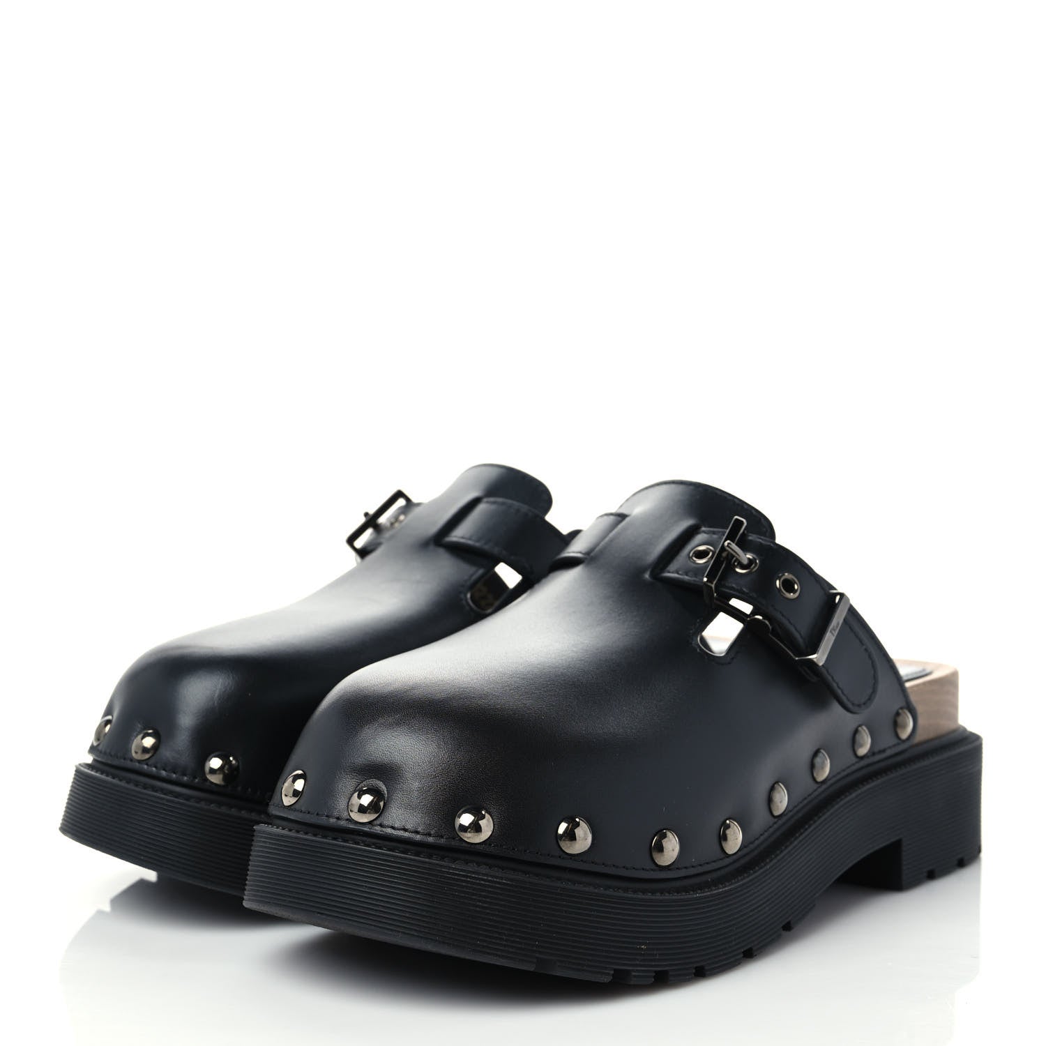 Christian Dior Calfskin Diorquake Buckled Lug Sole 15mm Clogs 36 Black 2 of 8