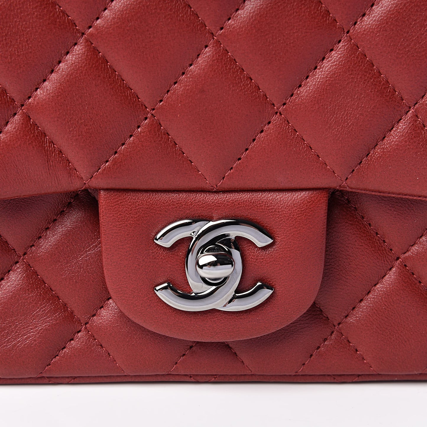 Lambskin Quilted Mini Square Flap Dark Red