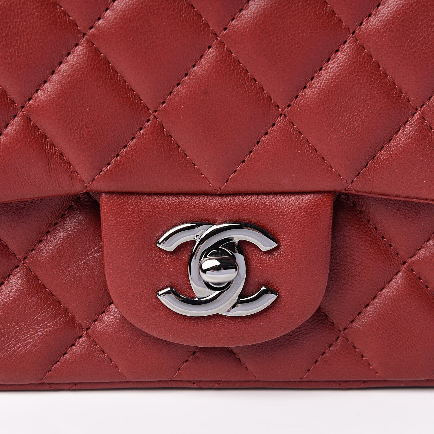 Chanel Lambskin Quilted Mini Square Flap Dark Red 8 of 11