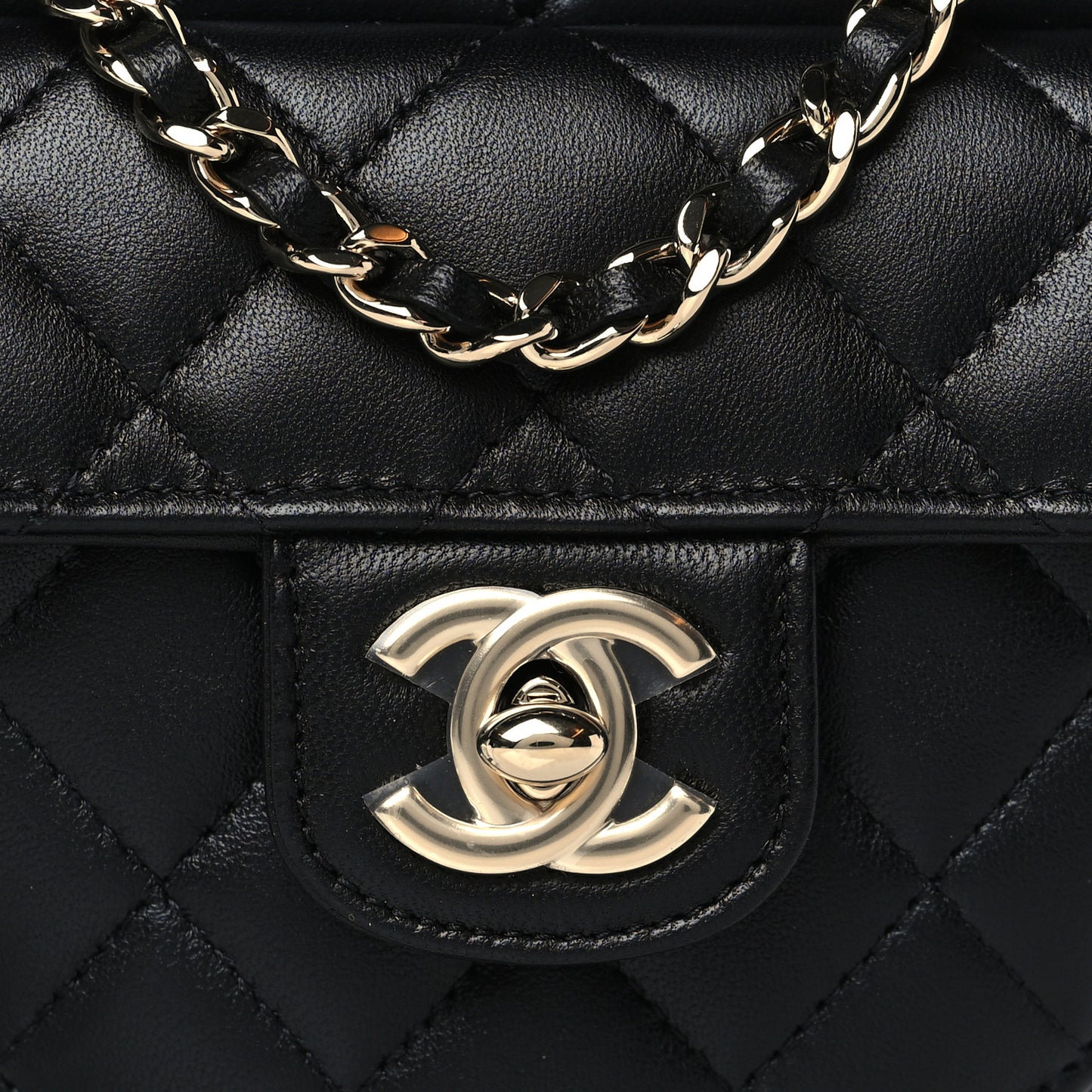 Lambskin Quilted CC In Love Heart Clutch With Chain Black