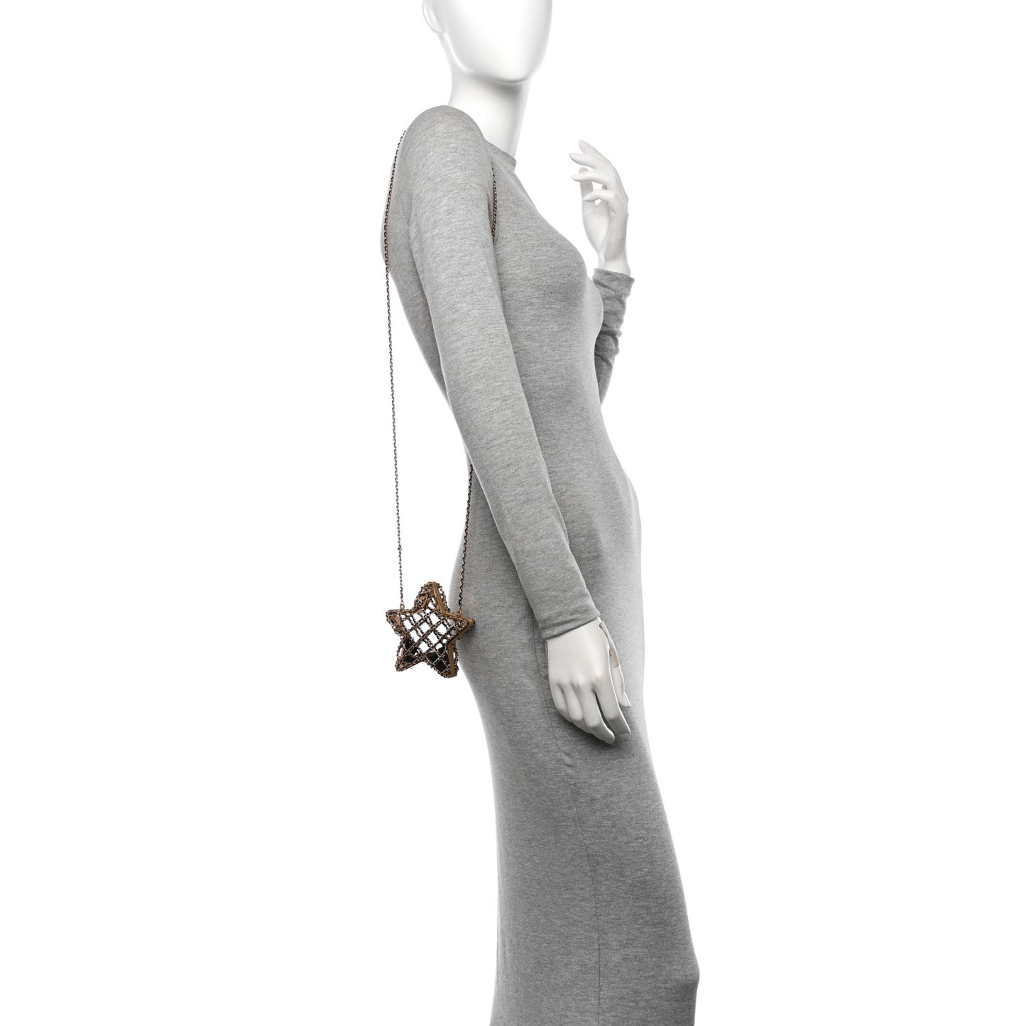 Metal CC Star Minaudiere Crossbody Gold Black