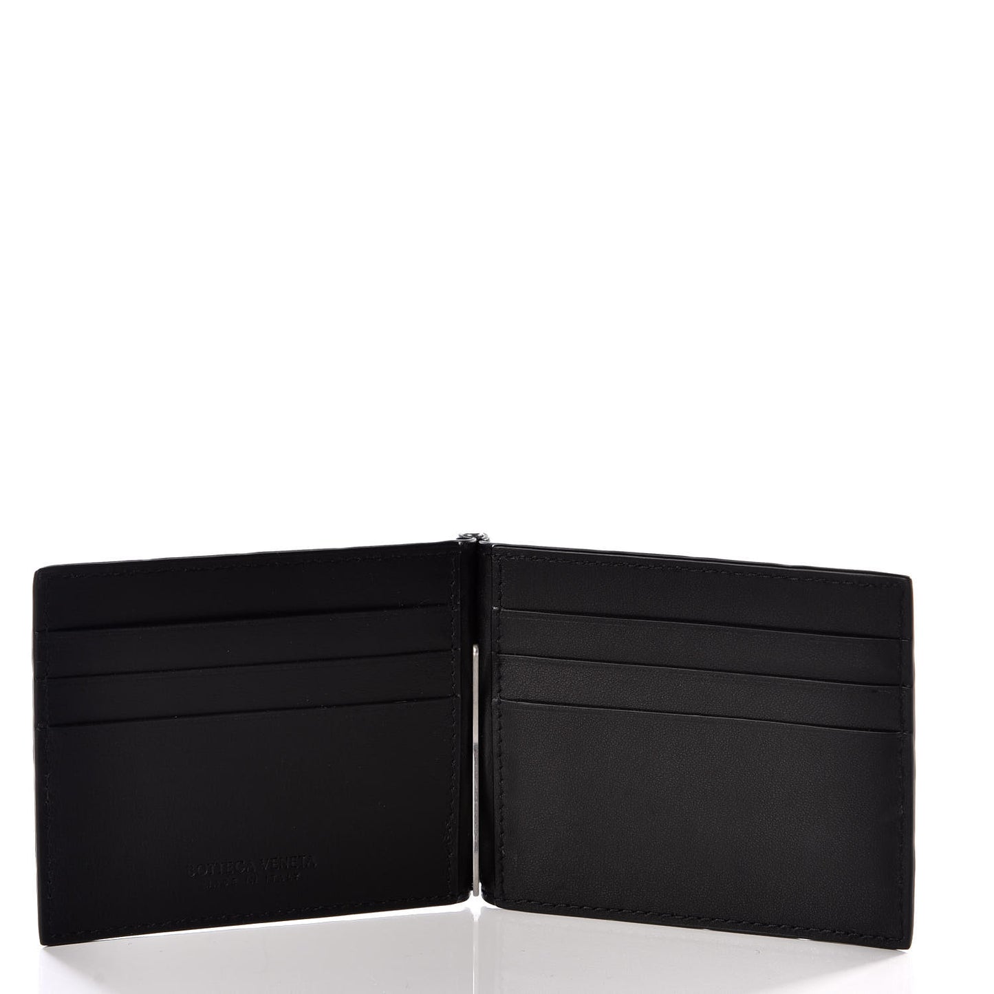 Nappa Maxi Intrecciato Bi-Fold Money Clip Wallet Black