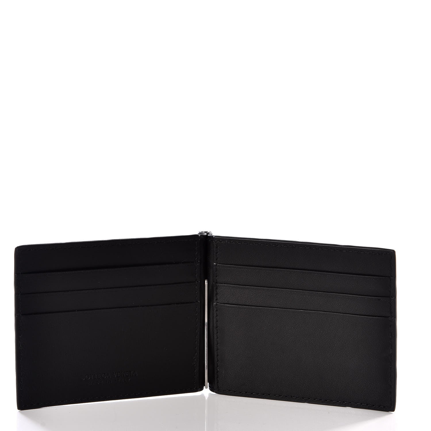 Bottega Veneta Nappa Maxi Intrecciato Bi-Fold Money Clip Wallet Black 4 of 9