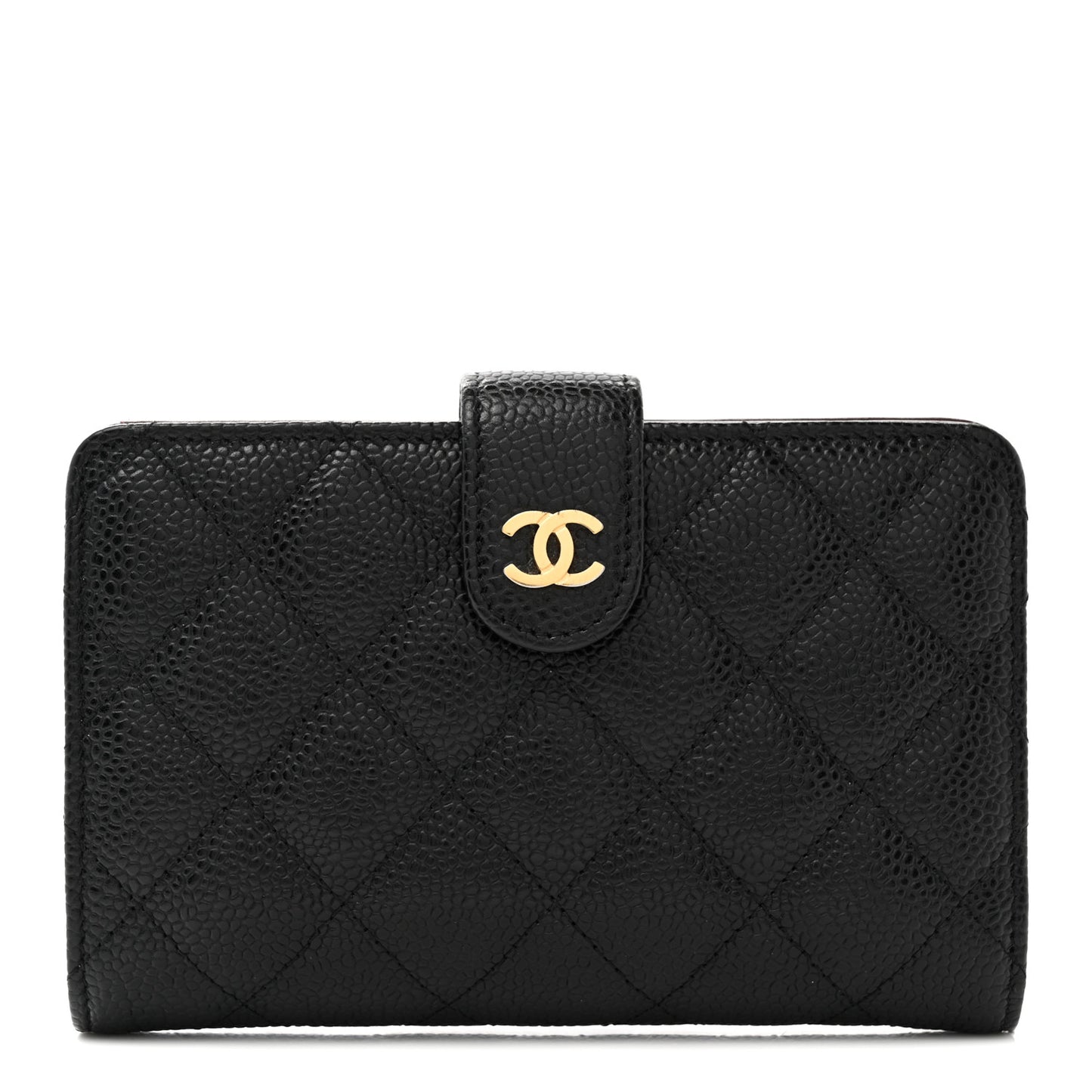Caviar Quilted Zipped Pocket Wallet Black