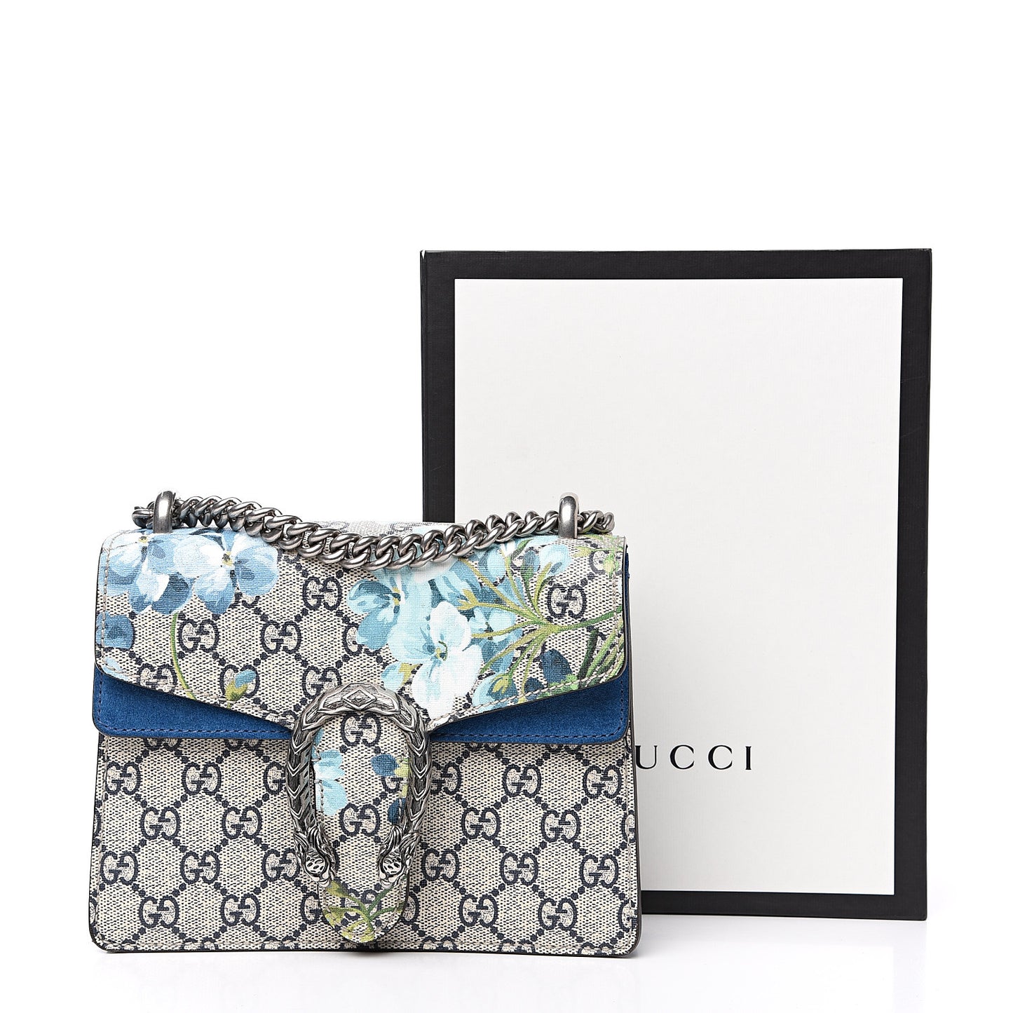 GG Supreme Monogram Blooms Mini Dionysus Shoulder Bag Beige Navy Vintage Blue