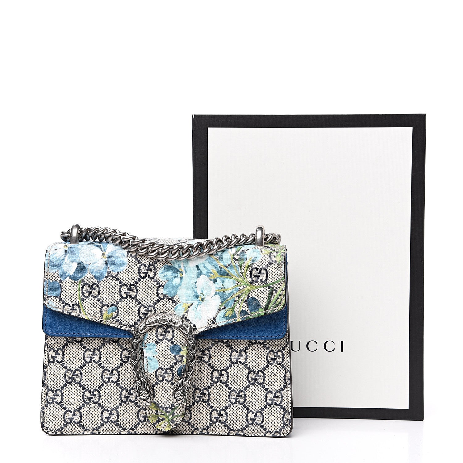 Gucci GG Supreme Monogram Blooms Mini Dionysus Shoulder Bag Beige Navy Vintage Blue 12 of 12
