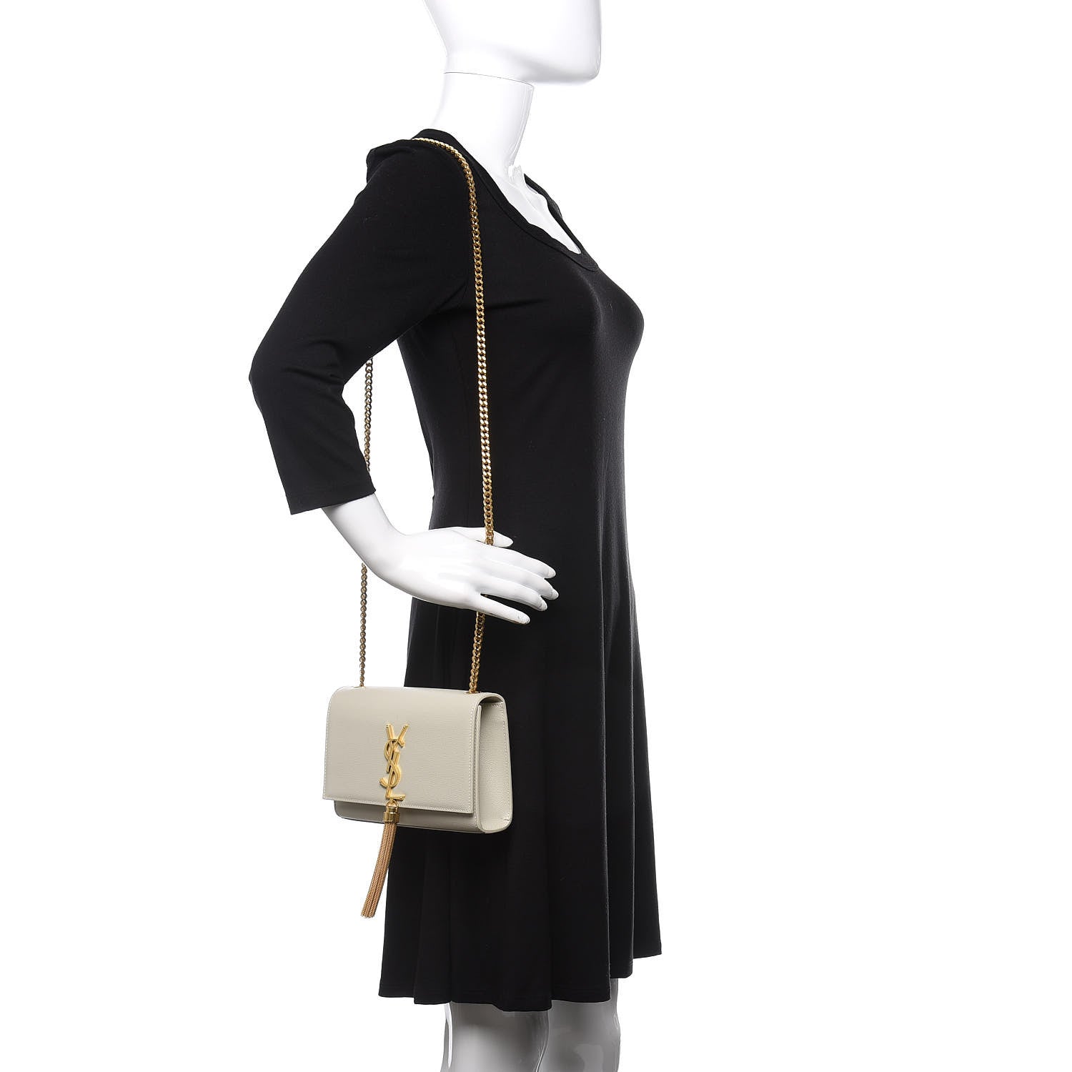 Saint Laurent Grain De Poudre Small Classic Monogram Kate Tassel Satchel Blanc Vintage 2 of 9