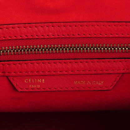 Celine Drummed Calfskin Micro Luggage Coquelicot 6 of 7