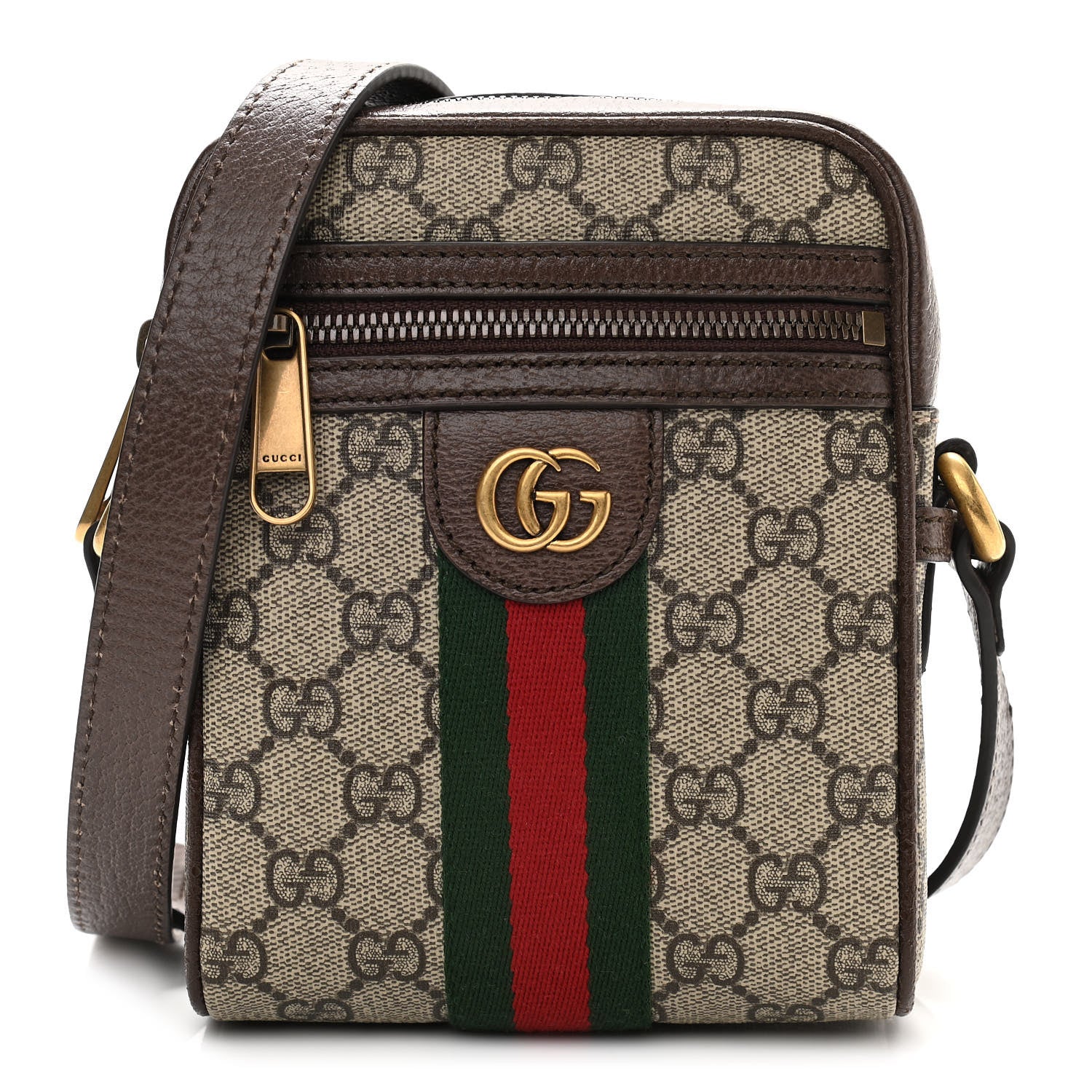 Gucci GG Supreme Monogram Web Mini Ophidia Messenger Brown 1 of 11