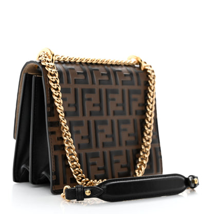 Fendi Vitello Liberty Bi-Color FF 1974 Embossed Small Kan U Shoulder Bag Maya Black 2 of 11