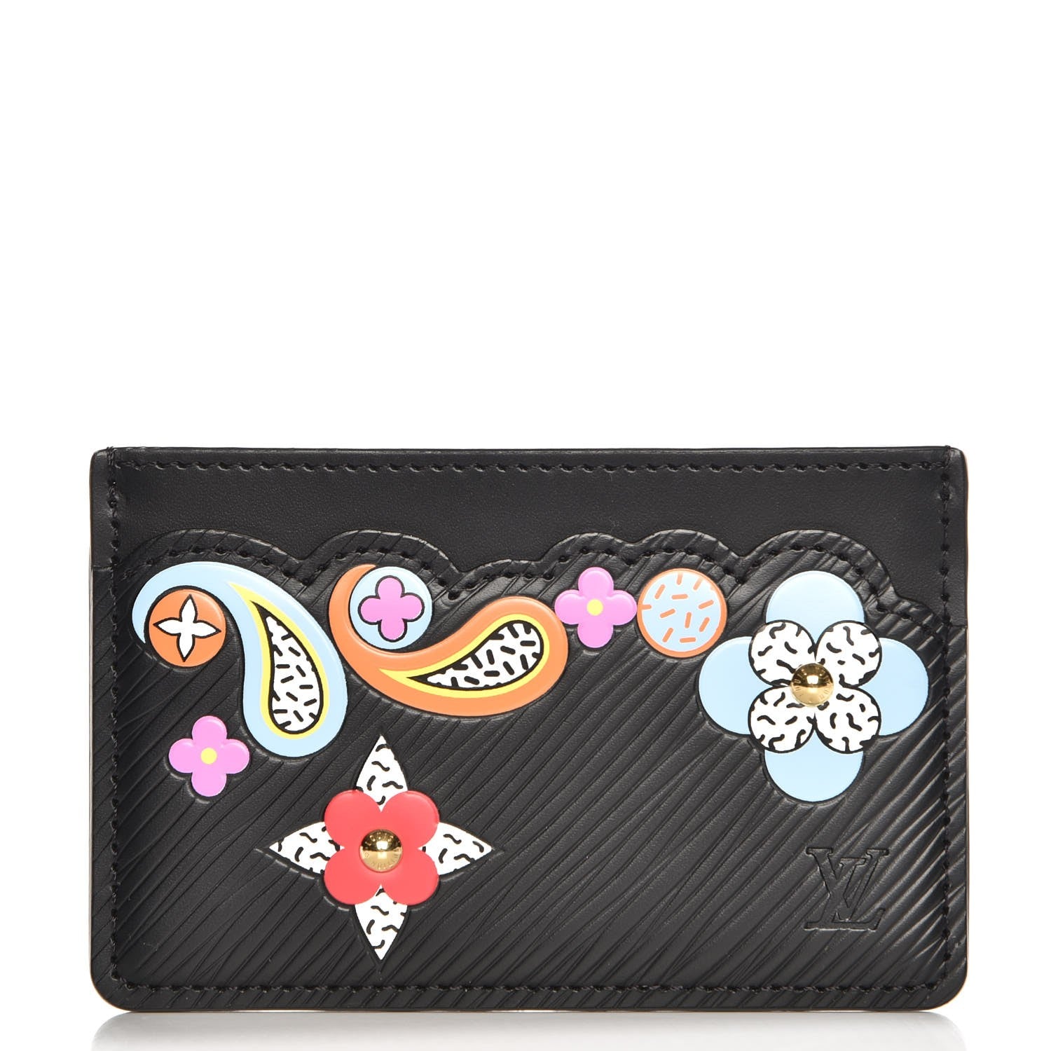 Louis Vuitton Epi Flower Remix Card Holder Black 1 of 8