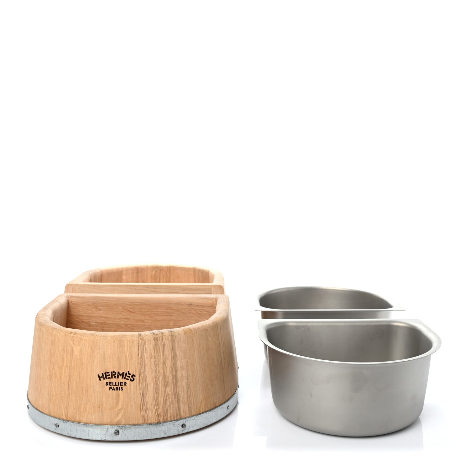 Hermes Oak Wood Large Chaine d'Ancre Dog Bowl Naturel 6 of 11