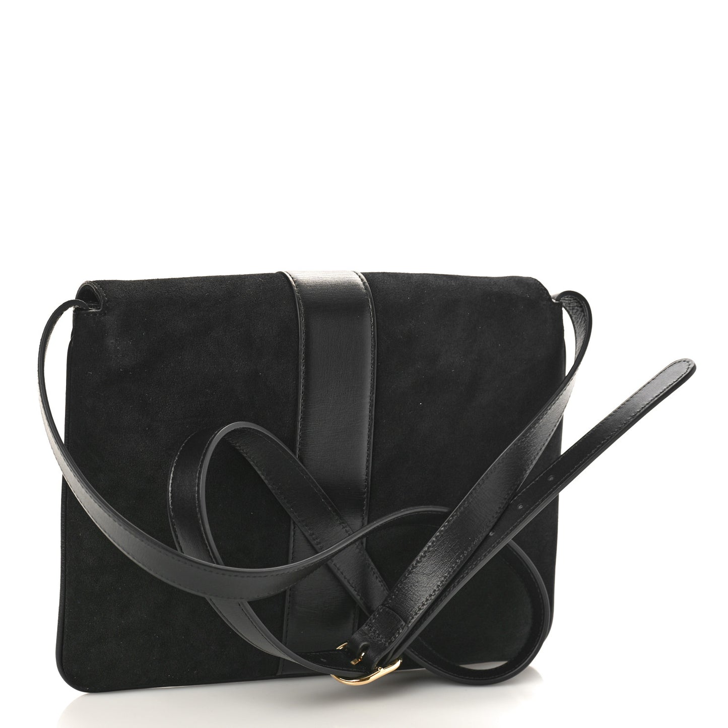 Suede Medium Arli Flap Shoulder Bag Black