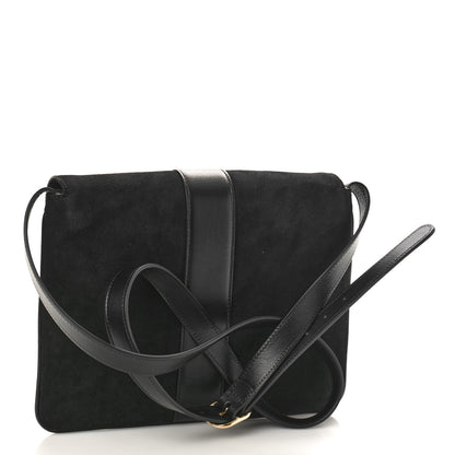 Gucci Suede Medium Arli Flap Shoulder Bag Black 2 of 11