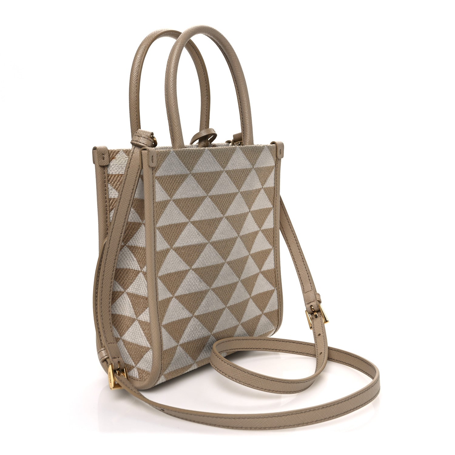 Prada Jacquard Saffiano Triangolo Symbole Embroidered Micro Tote