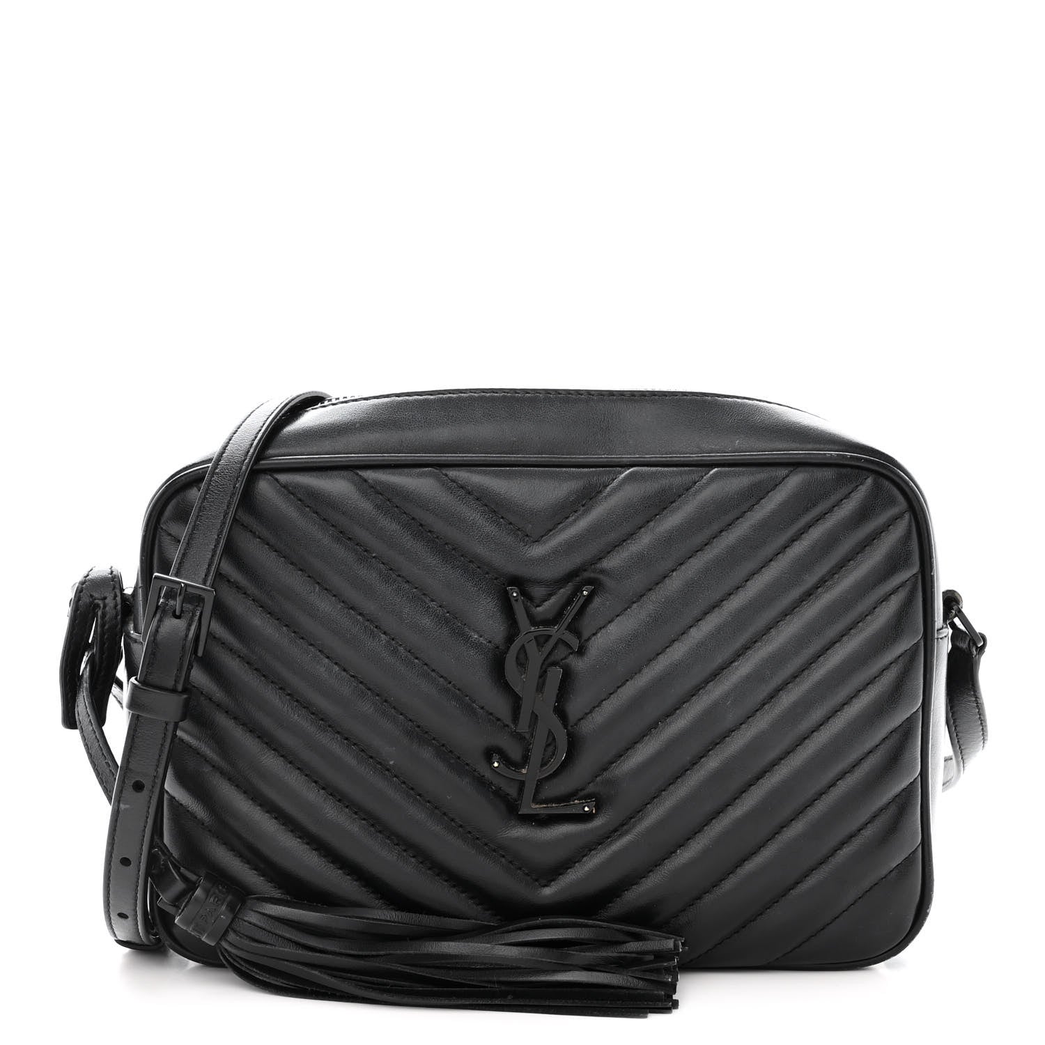 Saint Laurent Calfskin Matelasse Monogram Monochrome Lou Camera Bag Black 1 of 18