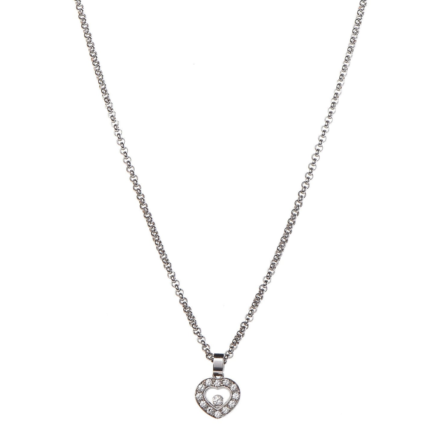 18K White Gold Happy Diamonds Heart Necklace