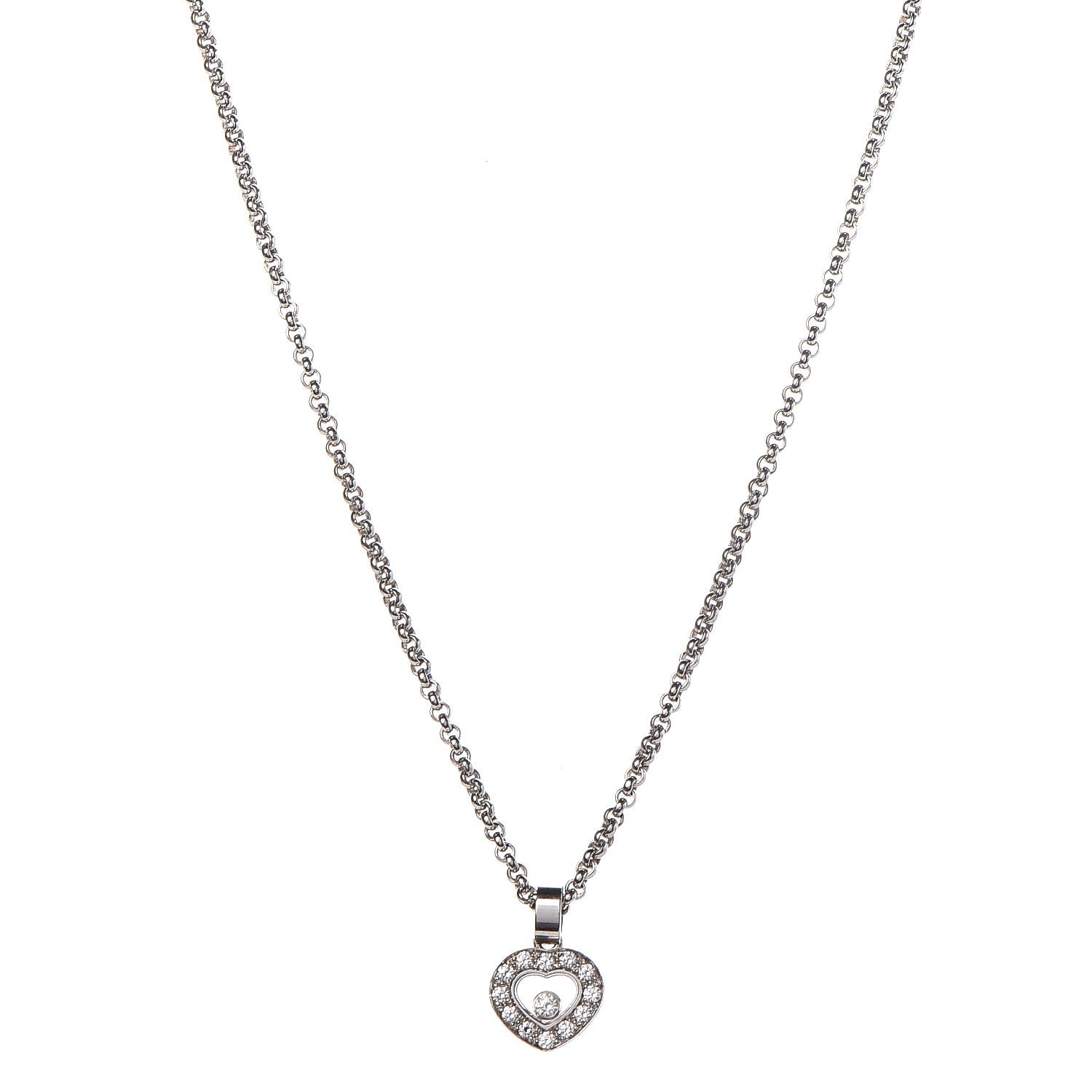 Chopard 18K White Gold Happy Diamonds Heart Necklace 1 of 8