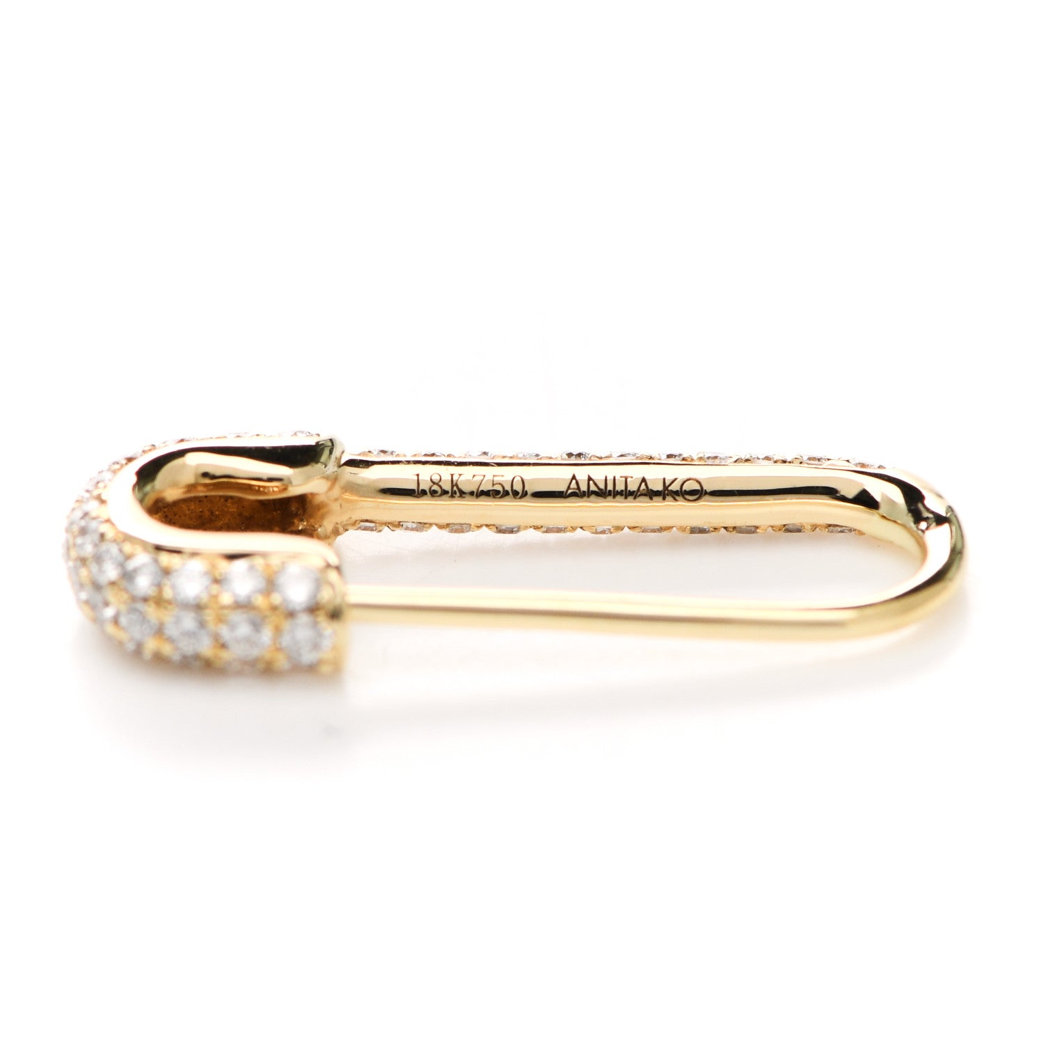 Anita Ko 18K Yellow Gold Diamond Mini Safety Pin Earring 3 of 4