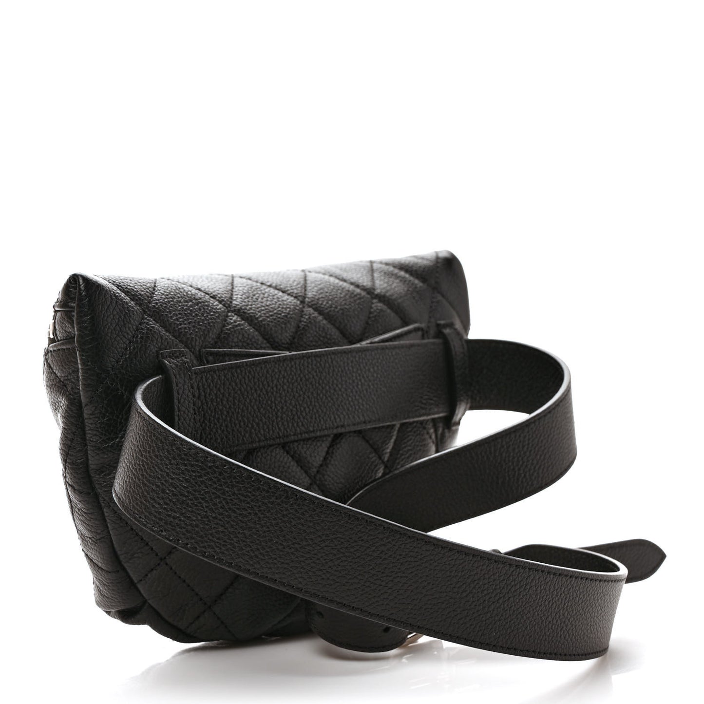 Grained Calfskin Quilted Waist Belt Bag Black